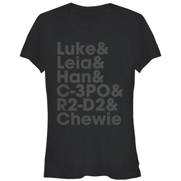 Junior's Star Wars Luke and Leia  Graphic Tee Black Medium