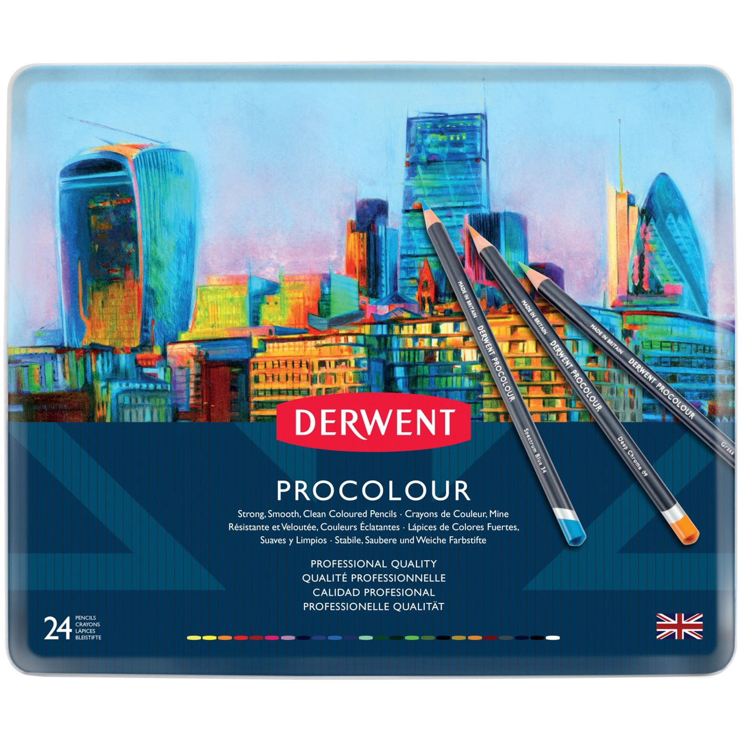 Derwent Procolour Pencil Set, 24-Pencil Tin Set