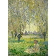 thumbnail image 2 of Monet, Claude 11x14 Black Ornate Wood Framed with Double Matting Museum Art Print Titled - Woman Seated under the Willows, 2 of 4