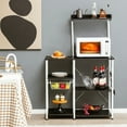 thumbnail image 2 of Costway 4-Tier Kitchen Baker's Rack Microwave Stand w/Basket & 5 Hooks Black, 2 of 10