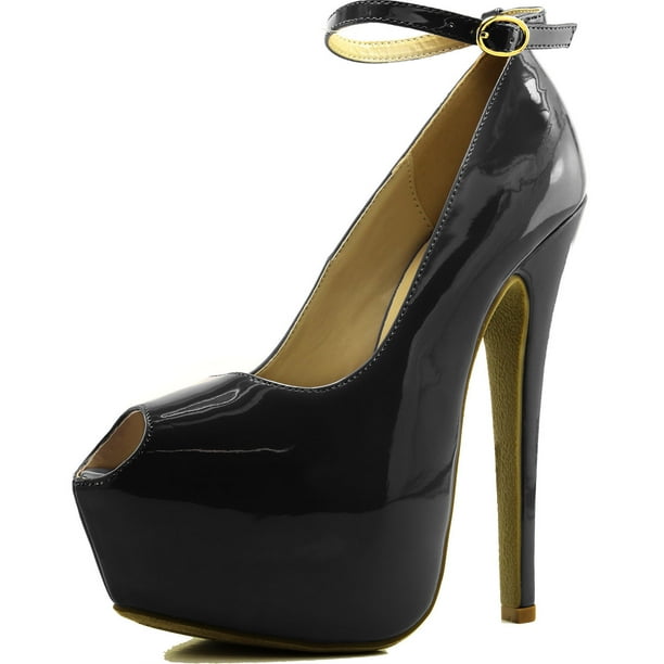 black platform heels open toe
