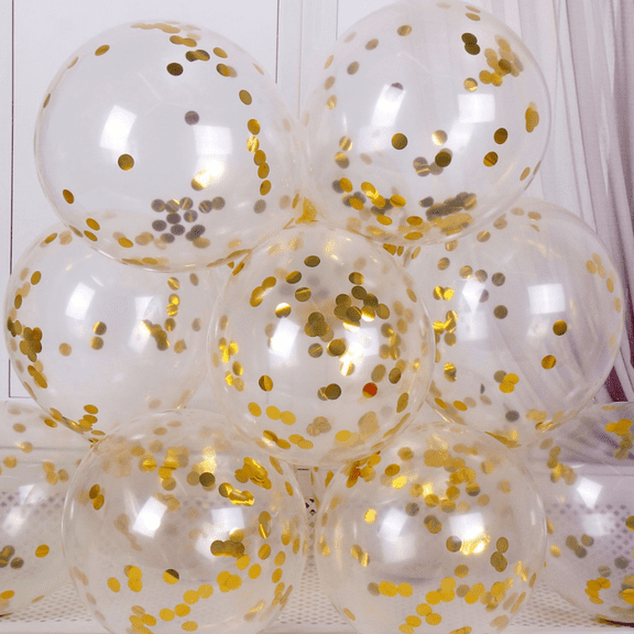 suxuMhao 12 Inch Glitter Balloons 100Pcs Clear Latex Balloons for Wedding Decor, Birthday Party, Outdoor Party, Round Inflatable Balloons for Arch Kit & Event Decoration, Gold