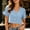 Light Blue, variant on jjayotai Cotton Shirts for Women Short Sleeve Tshirts Button down V Neck Crop Tops Trendy Work Business Outfits