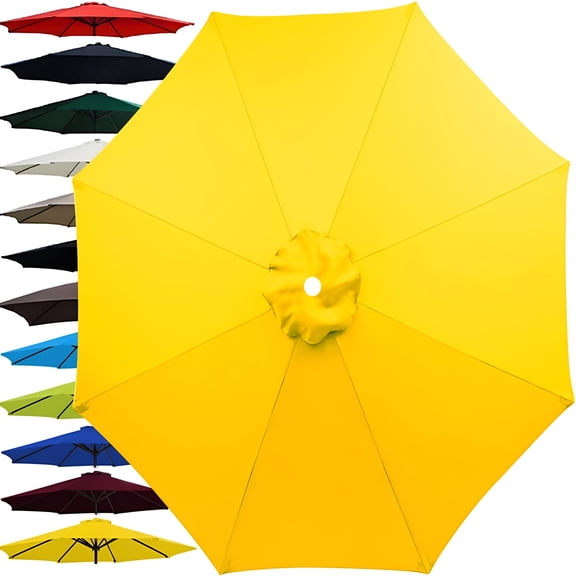 LAMIRO 9ft 8 Rib Dark Green Patio Umbrella Canopy UV Resistant