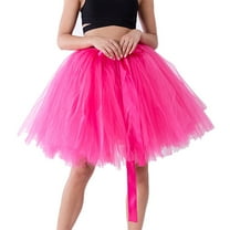 Riforla Womens High Quality Pleated Gauze Short Skirt Adult Tutu Dancing Skirt Pleated Tennis Skirts for Women Hot Pink One Size
