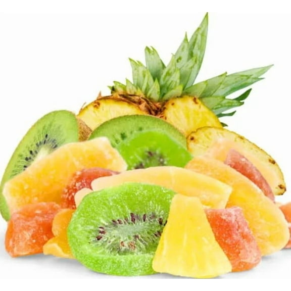 FirstChoiceCandy Dried Mixed Tropical Fruit (Papaya chunks, Kiwi slices, Mango slices and Pineapple Chunks - 2 Pound )
