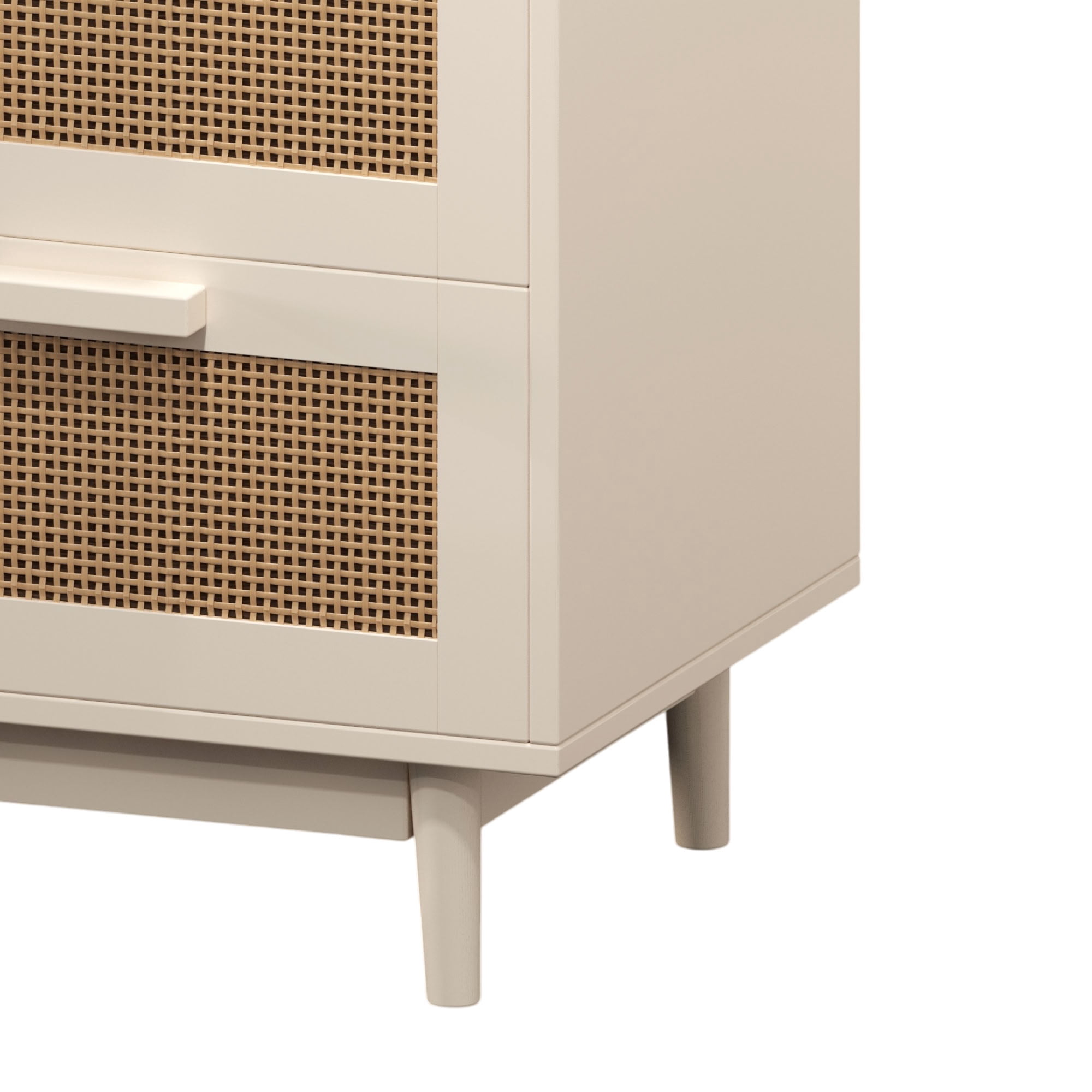 MAYEERTY 2 Drawer Faux Rattan Nightstand, Modern Boho Bedside End Table with Storage, for Bedroom Living Room Apartment Small Spaces