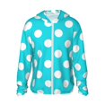 thumbnail image 1 of Balery Aqua And White Polka Dot Sudadera ligera de manga larga con capucha y protección solar UPF 50+ para hombre y mujer, ideal para pesca y running-Large, 1 of 7