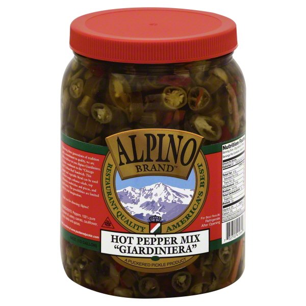 Puckered Pickle Alpino Hot Pepper Mix Giardiniera, 64 oz
