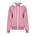 thumbnail image 4 of Brilliant Winter Jackets for Women Clearance under $10.00 Fashion Women Casual Hooded Slim Zipper Fleece Sweater Coat Pink L, 4 of 9