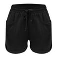 thumbnail image 5 of Summer Cotton Linen Shorts for Women Elastic High Waist Casual Solid Lounge Shorts Drawstring Comfy Beach Short Pants, 5 of 5