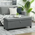 thumbnail image 2 of HOMCOM Banc Ottoman de Rangement, Coffre de Rangement en Lin de 47 Pouces, Gris Foncé, 2 of 10