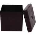 thumbnail image 3 of Storage Ottoman with Faux Leather Foldable Small Square Foot Rest Stools Coffee Table Black 11.8"X 11.8", 3 of 7