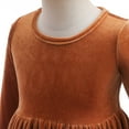 thumbnail image 5 of IBTOM CASTLE Toddler Kids Girls Velvet Dress Ruffle Long Sleeve Christmas Party Wedding Evening Birthday Holiday Pageant Dresses Fall Winter Clothes 18-24 Months Coffee, 5 of 8