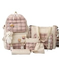 thumbnail image 5 of Mochila linda mochila a cuadros para estudiantes de primaria mochila de moda femenina mochila de cinco piezas, 5 of 5