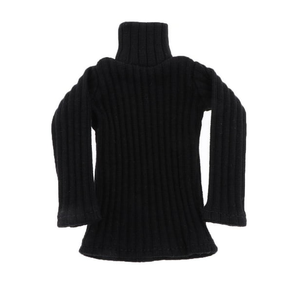Ropa de sueter de cuello alto de manga larga en miniatura para vestido de munecas de nina escala 1 6 Negro perfke Sueter de cuello alto de muneca de 12 pulgadas Walmart en linea