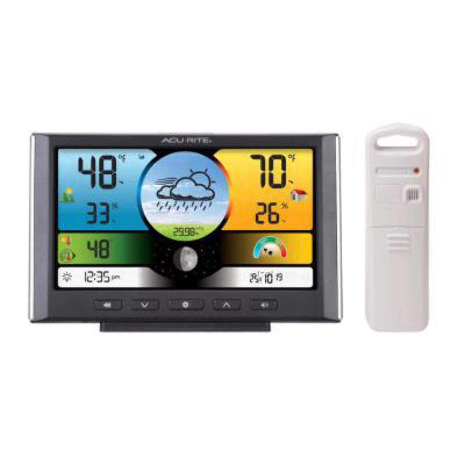AcuRite - Weather Station with Color Display and Wireless Sensor for Indoor and Outdoor Conditions - Gray/White