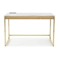 thumbnail image 1 of Bowery Hill Metal White Writing Desk Rectangular Built-in USB Port 48" x 26" x 30.25" Unassembled, 1 of 6