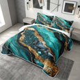 thumbnail image 3 of Erosebridal Black Gold Teal Quilt King, Aesthetic Marble King Coverlet Set, 3-Piece 1 Bedspread and 2 Pillowcases, 3 of 7