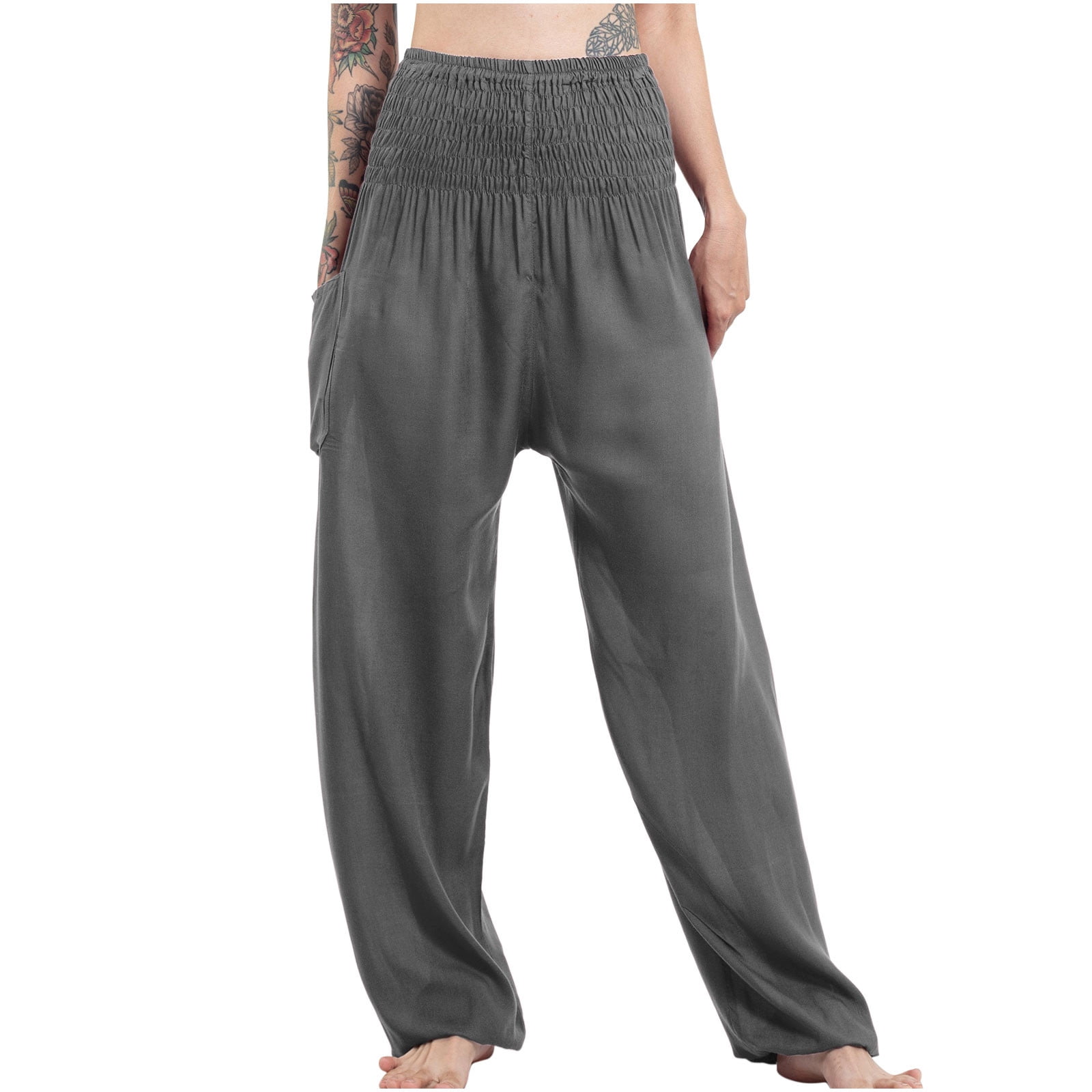 Olyvenn Women's Summer Casual Loose Baggy Pocket Pants Fashion Playsuit ...