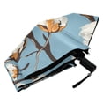 thumbnail image 5 of Cotton Tree Oil Painting All Weather Umbrella Triple Folding Parasol 6 Ribs UV Protection Portable, 5 of 8