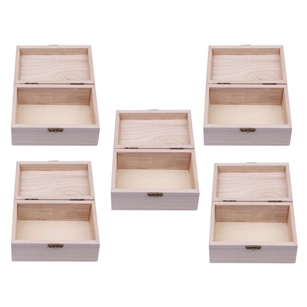 Box Wood Wooden Jewelry Unfinished Boxes Small Storage Chest Craft Case