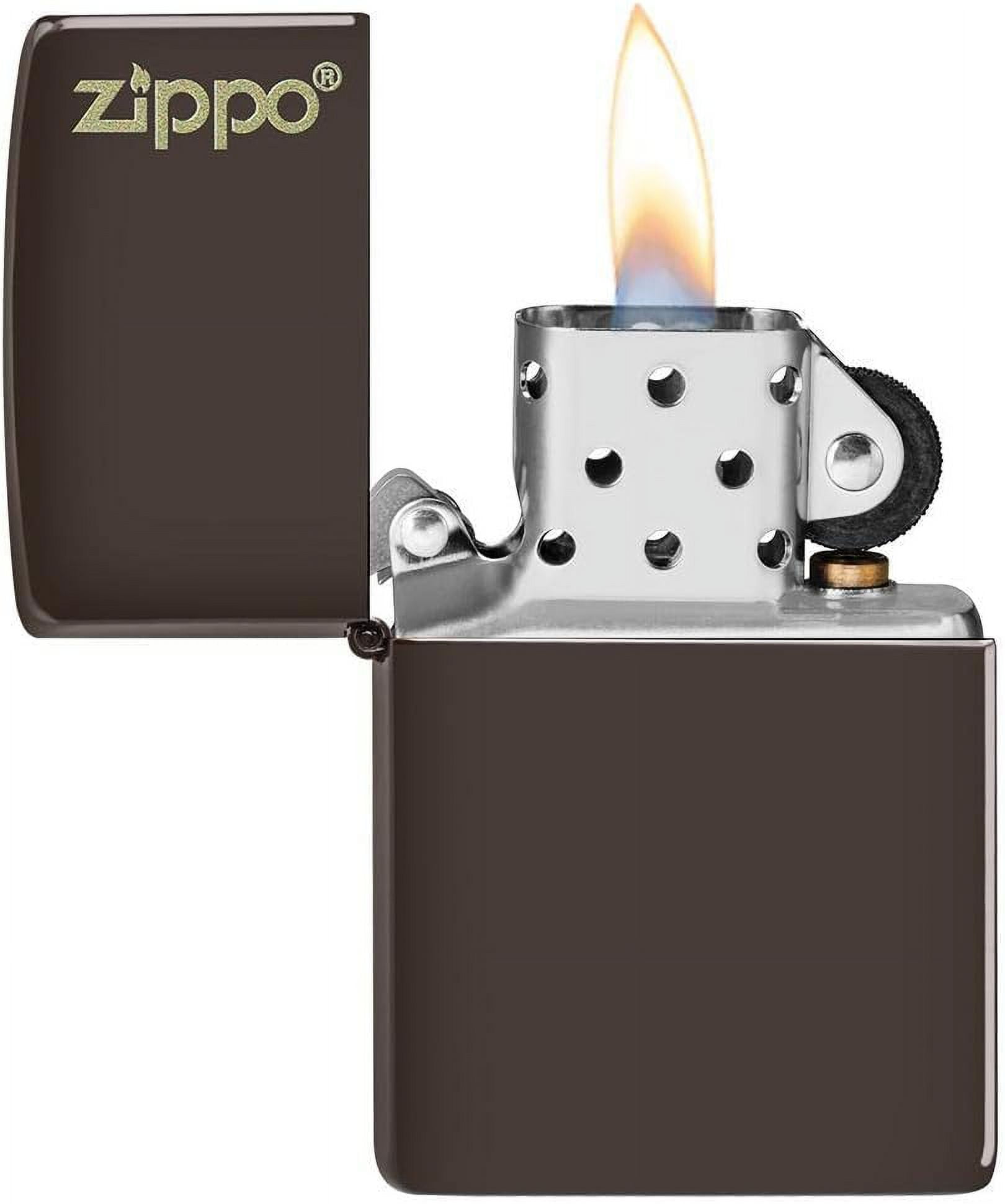 Zippo Lighter - Personalized Custom Message Engrave Classic with Logo Brown Windproof Zippo Lighter #49180ZL