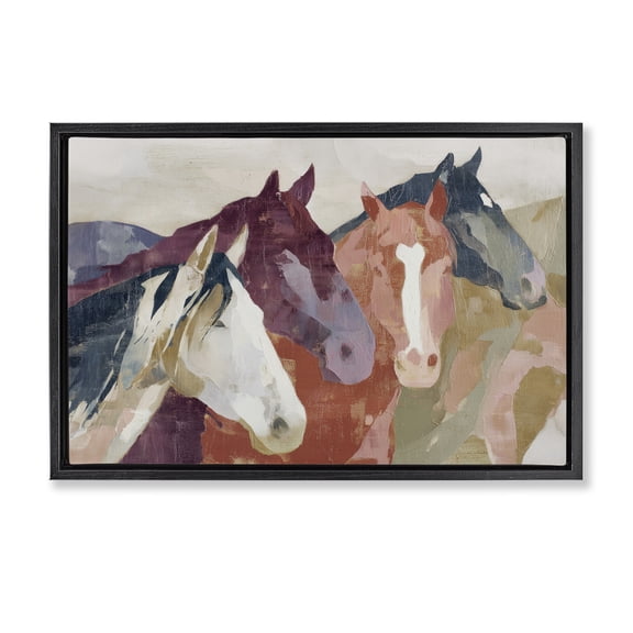 Stupell Industries Modern Calm Horses Abstraction Black Floating Frame Canvas Art, 25 x 17, by Chromatic Storm Studio