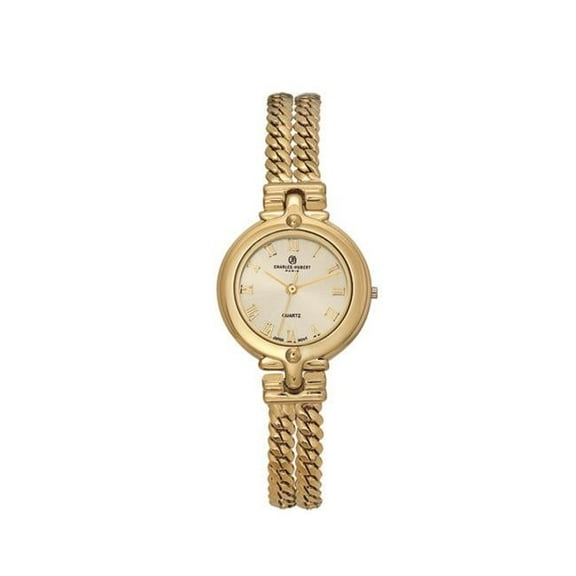 Charles-Hubert Paris 6916-G Womens Gold Finish Chain Bracelet Quartz Dial Watch, Gold