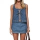 thumbnail image 1 of Conjunto de Dos Piezas de Mezclilla para Mujer: Top Sin Mangas con Lazo y Pantalones Cortos, Chándal Y2K, Conjunto de Dos Piezas de Jeans, Conjuntos de Vacaciones Azul M, 1 of 10