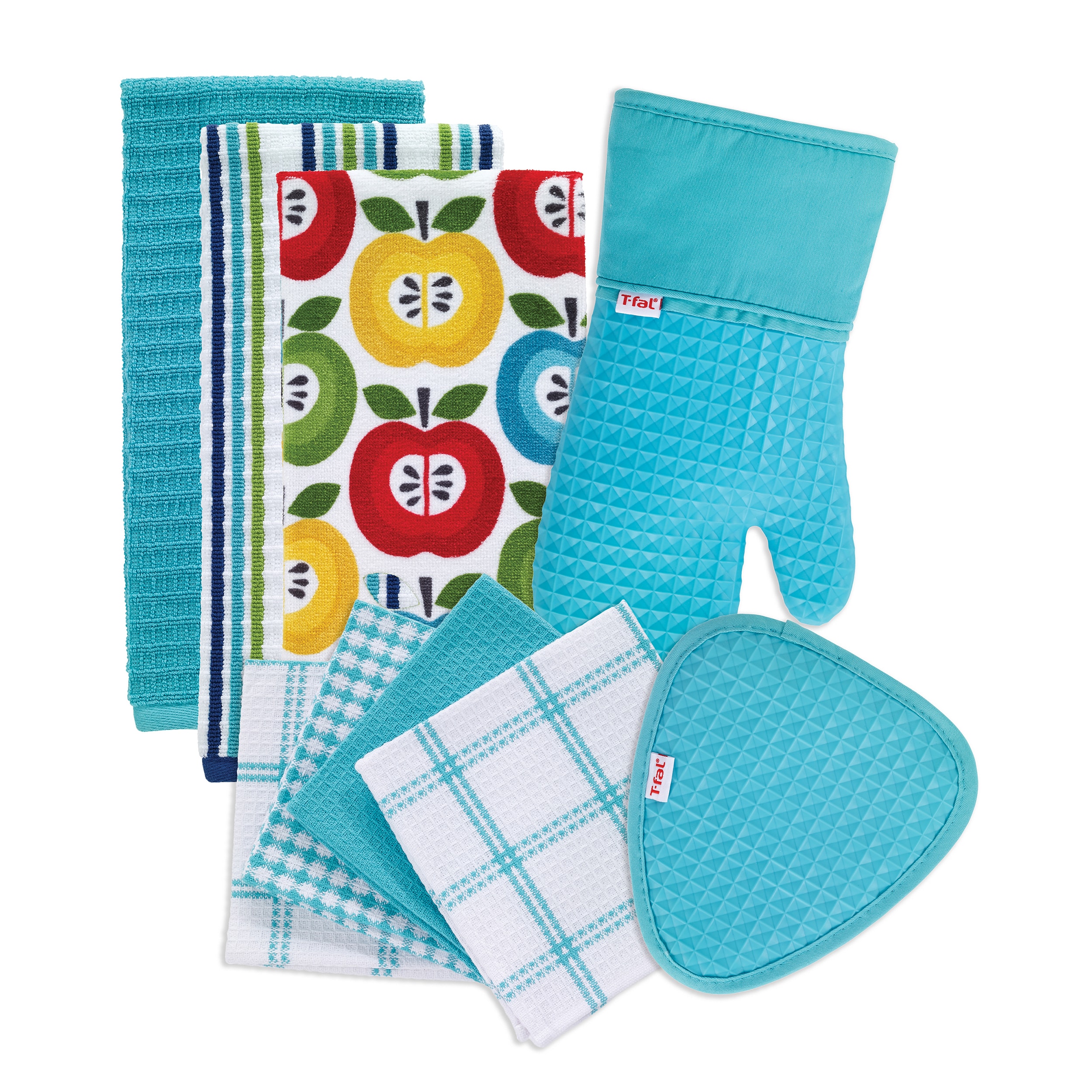 Tfal Textiles 9 Pack Kitchen Textile Set Kitchen Towels, Dish Cloths