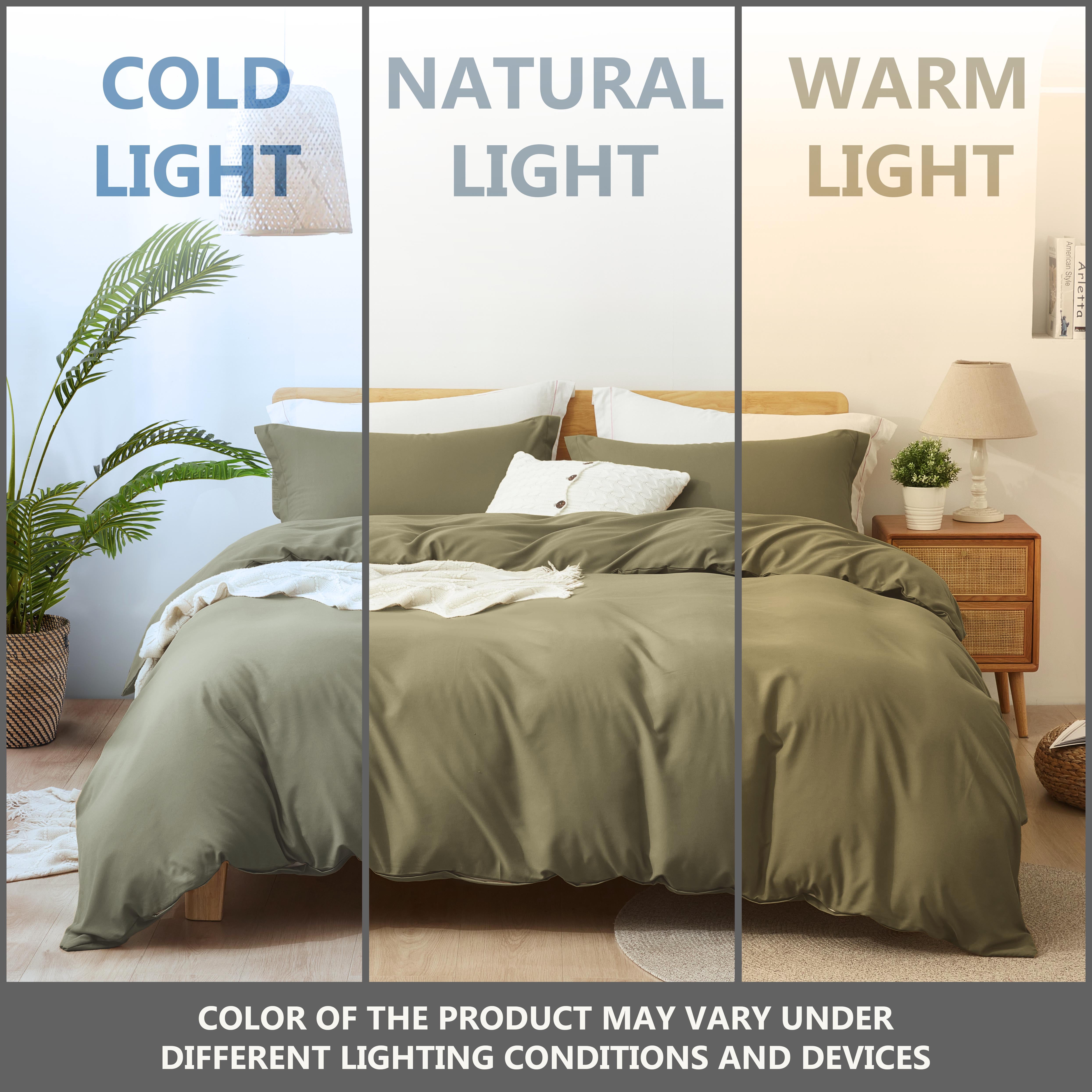 Alazuria Duvet Cover Set Soft Prewashed Microfiber with zipper and 4 corner ties Olive Green color Twin size ( 90" x 68" )