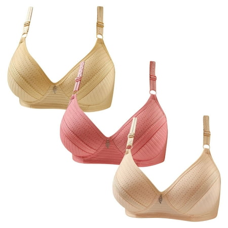 Gnurob Womens Plus Size Bralettes With Support  3 Pack No Underwire Padded Bra Lace Push Up Brassiere Comfort Breathable Bras Hide Back Fat Bralette for Women Clearance Saving A01-Khaki XX-Large