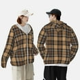 thumbnail image 4 of Balery khaki coffee plaid Sudadera ligera de manga larga con capucha y protección solar UPF 50+ para hombre y mujer, ideal para pesca y running-X-Large, 4 of 7
