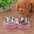 thumbnail image 2 of Aquvino Dog Double Bowl Puppy Food Feeder Stainless Steel Pet Drinking Dish (Pink), 2 of 7