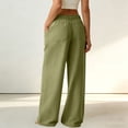 thumbnail image 6 of aohooy Wide Leg High Waist Pants Women Summer Casual Button Up Palazzo Work Pant Beach Vacation Comfort Trousers with Pockets Green,L, 6 of 8