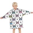 thumbnail image 3 of French Bulldog with Glasses White Blanket Hoodies for Kids 6-13YR Oversize Wearable Blanket Hoodies for Boys Girls Teens, 3 of 7