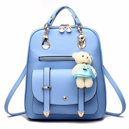 Cute Fashion Sweet Bear Women PU Leather School College Backpack For Adults Travel Book