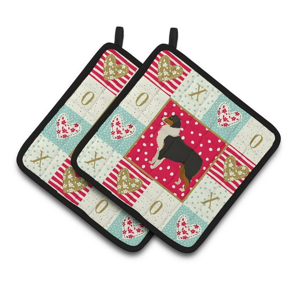 Australian Shepherd Love Pair of Pot Holders