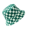 thumbnail image 2 of Genuiskids Women Juniors Winter Faux Fur Fuzzy Warm Bucket Hat Fluffy Plush Checkerboard Fisherman Cap for Teen Girls Birthday Gift, 2 of 4