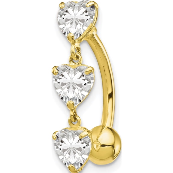 JbSPs Fine Designer 10k Yellow Gold 10k 5Mm Heart Belly Dangle (Length=20) (Width=5)