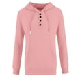 thumbnail image 3 of Long Sleeve Shirts for Women, Hooded Sweatshirt for Women Long Sleeve Button Up Henley Neck Lightweight Sweatshirts Casual Loose Pullover Hoodies, 3 of 4