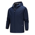 thumbnail image 2 of Men's Coats Jackets Autumn And Winter Stand Collar Hooded Waterproof Outdoor Thin Jacket Top Blouse Coat, 2 of 4