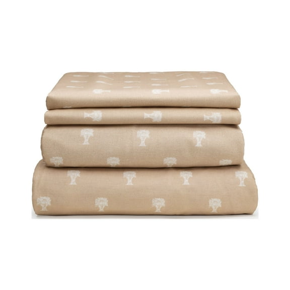 HAUZER HOME FARMHOUSE GRAINS LINEN 100% Cotton Printed Sheet Set