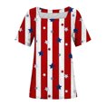 thumbnail image 3 of Camisetas Cortas para Mujeres Día de la Independencia Patriótica Cuello Color Manga Corta, Top de Impresión Casual para Diario, Fiesta Y Todas las Estaciones, 3 of 4