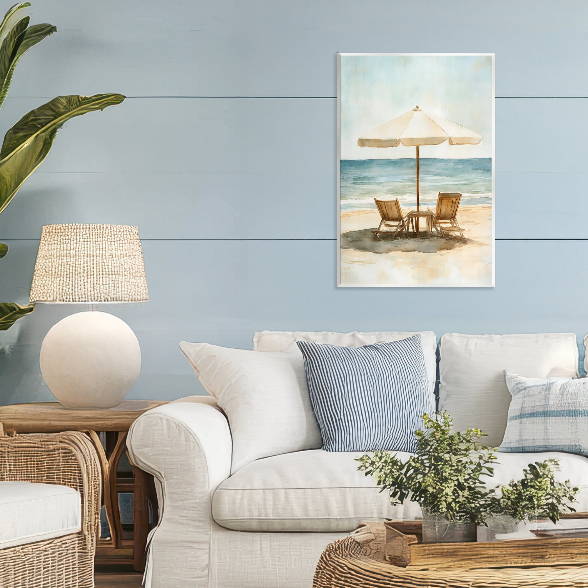 Stupell Industries Watercolor Paradise Seaside Retreat Wall Plaque Art, design by Petal Prints Design
