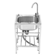 Hozodo Freestanding Sink Stainless Steel Laundry Kitchen Utility Sink, Single Bowl