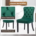 thumbnail image 3 of Westice Dining Chair Set of 6, Velvet Wingback Tufted Chairs for Dining Room with Nailhead Rivet Trim Design Pull Ring on Backrest Wood Legs for Kitchen, Green, 3 of 9