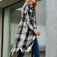 thumbnail image 5 of yievot Women's Long Plaid Shacket Long Sleeve Oversized Button Down Shirt Jacket Coat, 5 of 5