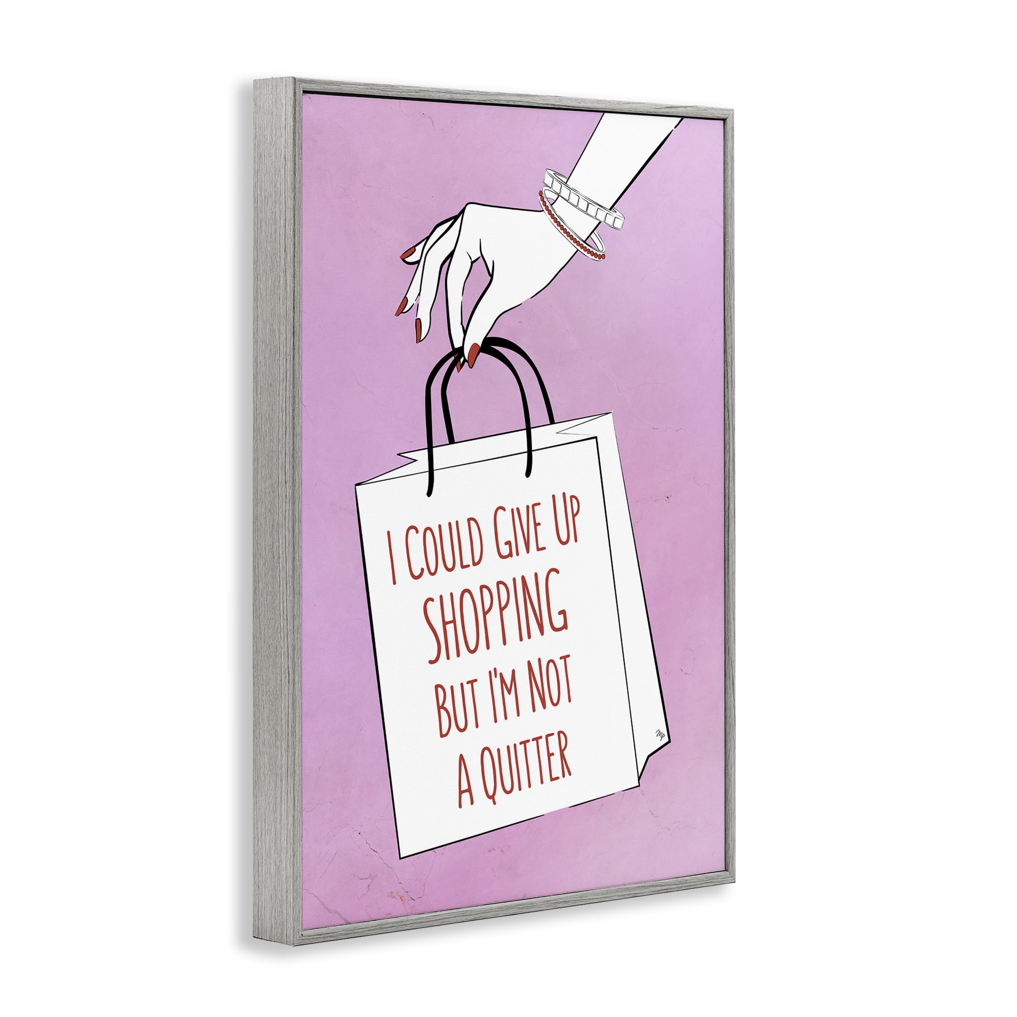 Stupell Industries Not A Quitter Shopping Gray Framed Giclee Art, design by Martina Pavlova